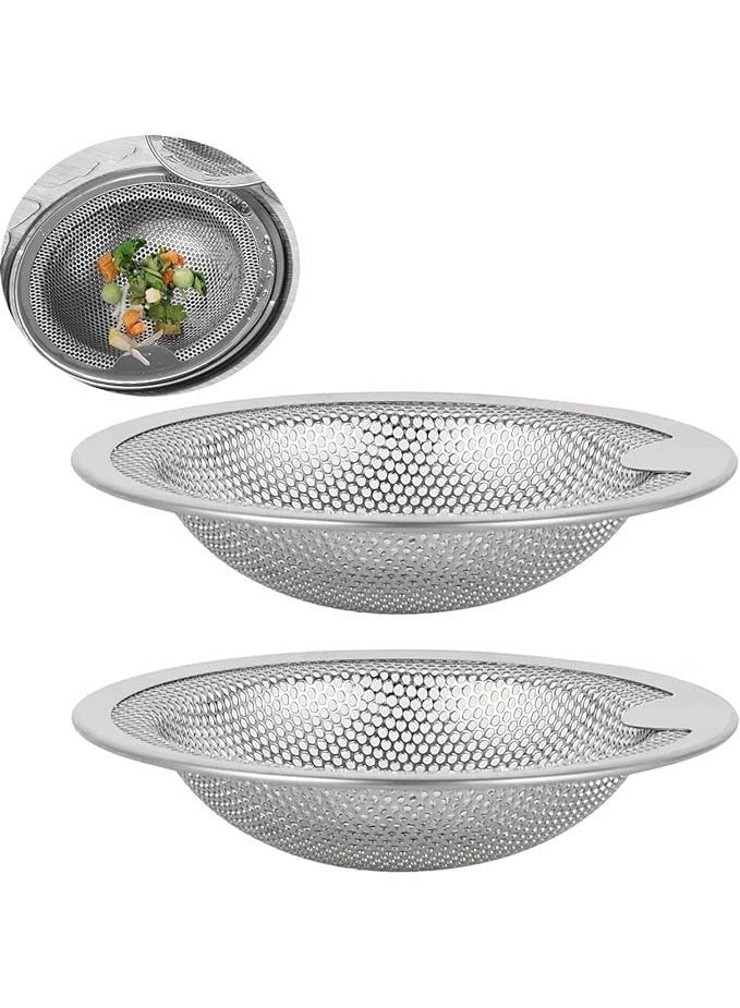 2PCS Stainless Steel Sink Strainer, 4" Kitchen Drain Strainer with Upgrade Handle, Anti-Clogging Mesh, 304 Stainless Steel, for Most Kitchen Drains - Image 1