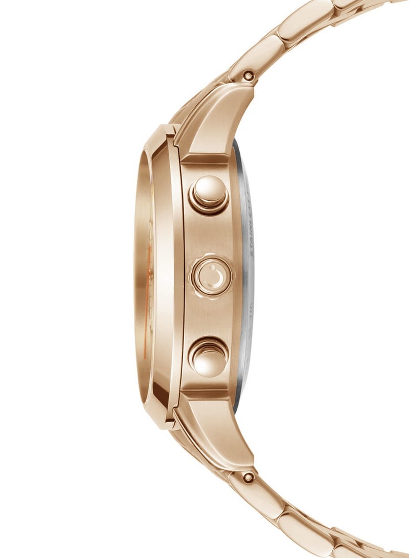 Al Fajr Men's Analog+Digital Round Shape Stainless Steel Wrist Watch WA-30Gold -White Dial - 40 Mm - Image 2