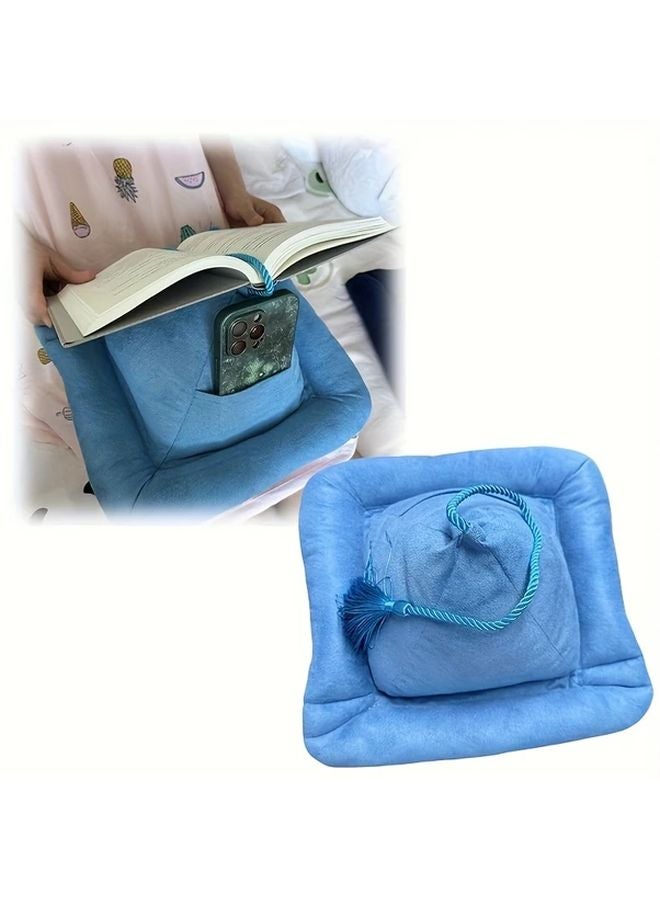 وسادة القراءة الهرمية الزرقاء للبحيرة مع شراشف العلامة للسرير والأريكة والأرضية وقارئات الكتب الإلكترونية - Image 3