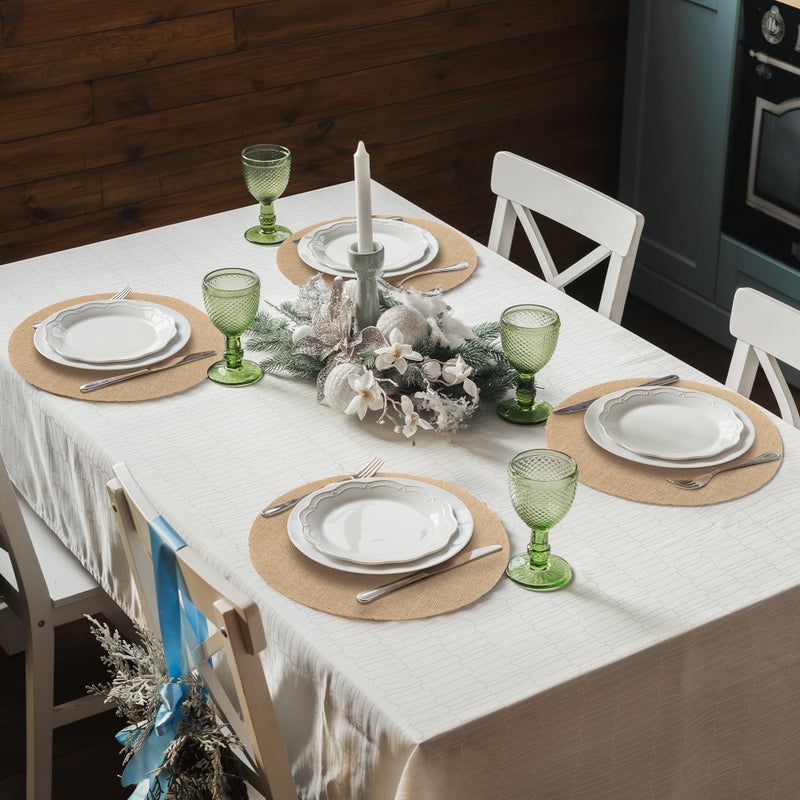 Kochorie 50 Pieces Burlap Placemats 11.8 Inch Round Reusable Brown Table Mats Natural Jute Fibers Placemats Bulk Circle Rustic Table Decorations for Dining Wedding Holiday Farmhouse Supplies - Image 5