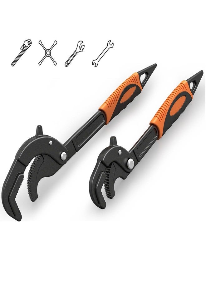 ETERNA 10" & 14" Pipe Wrench Set, 2 Pack Multi-Function Adjustable Pipe Wrench Set, Self Adjusting, Self Locking, Quick Open, Power Grip Wrench for Plumbing Pipes, Nuts, Screws, Vehicle Repairs - Image 1