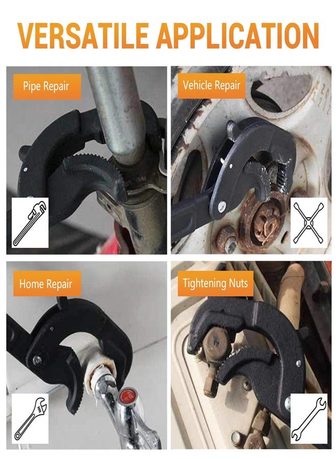 ETERNA 10" & 14" Pipe Wrench Set, 2 Pack Multi-Function Adjustable Pipe Wrench Set, Self Adjusting, Self Locking, Quick Open, Power Grip Wrench for Plumbing Pipes, Nuts, Screws, Vehicle Repairs - Image 2