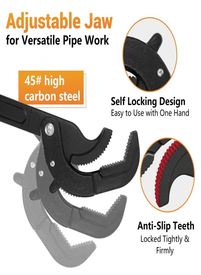 ETERNA 10" & 14" Pipe Wrench Set, 2 Pack Multi-Function Adjustable Pipe Wrench Set, Self Adjusting, Self Locking, Quick Open, Power Grip Wrench for Plumbing Pipes, Nuts, Screws, Vehicle Repairs - Image 3