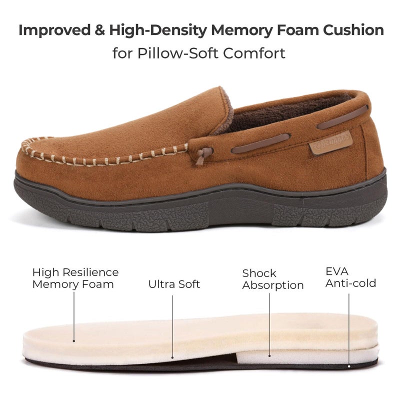 Zigzagger Men's Moccasin Slippers Memory Foam House Shoes, Indoor and Outdoor Warm Loafer Slippers, Windsor, 10 M US - Image 4
