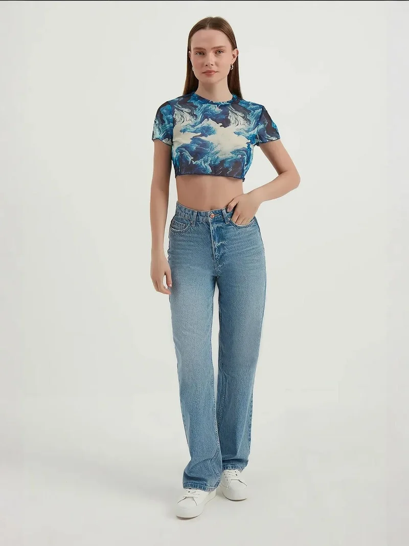 HICCUP Abstract Tulle Crop Top