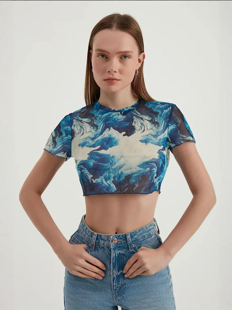 HICCUP Abstract Tulle Crop Top
