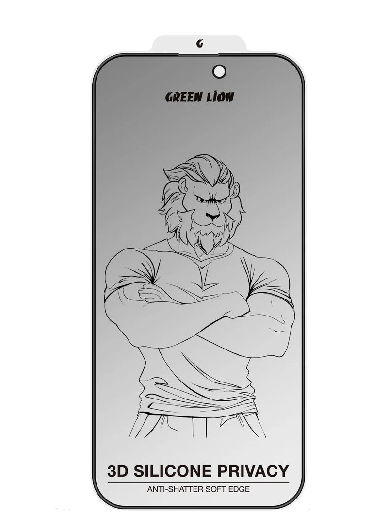 GREEN LION - iPhone 16 Pro Max Privacy Screen Protector / 3D Silicone Plus / Anti-Fingerprint / Grease Resistance / Anti-Scratch / High-Definition Edge Glass - Black - Image 1