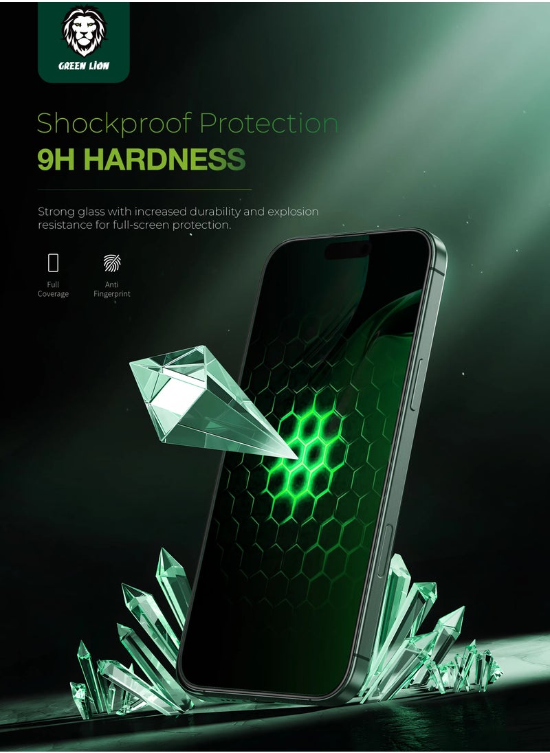 GREEN LION - iPhone 16 Pro Max Privacy Screen Protector / 3D Silicone Plus / Anti-Fingerprint / Grease Resistance / Anti-Scratch / High-Definition Edge Glass - Black - Image 1