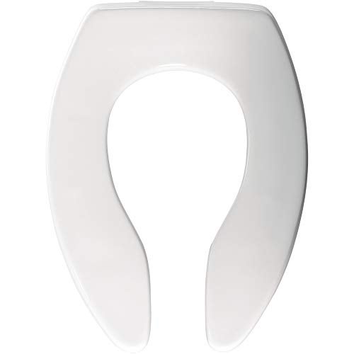 BEMIS 3155SSCT Commercial Open Front Plastic Toilet Seat, Extra Heavy Duty Industrial No Slam Seat without Lid, Secure Installation, Made in USA, Elongated, White - Image 1
