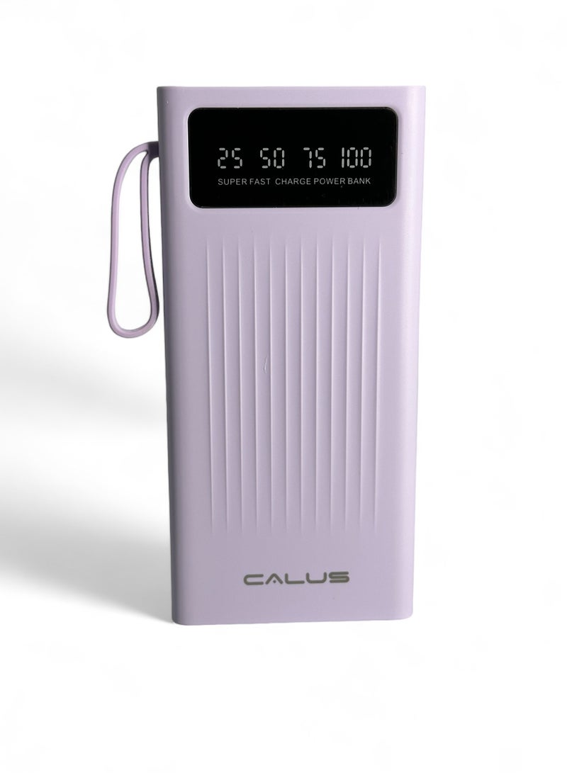 CALUS P008 Purple 1000mAh PD Power Bank with Built-in 4 Charging Cables and Torch - Stylish Purple Color - Image 1