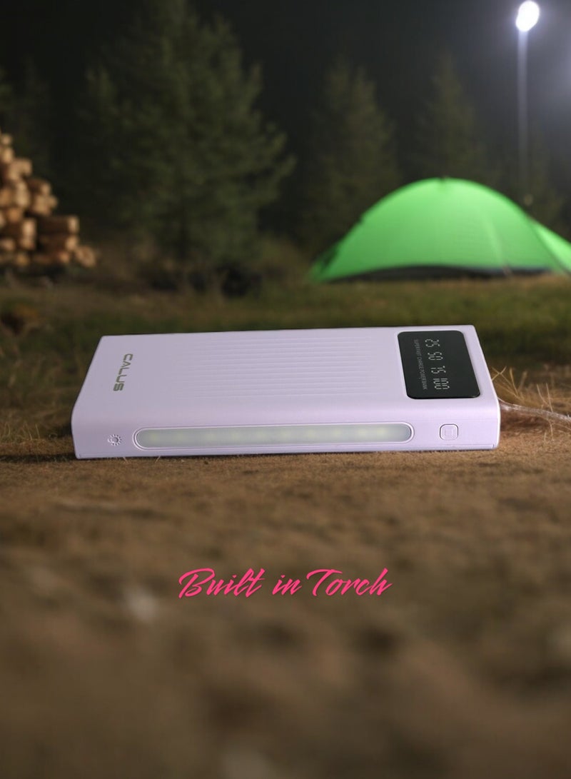 CALUS P008 Purple 1000mAh PD Power Bank with Built-in 4 Charging Cables and Torch - Stylish Purple Color - Image 3