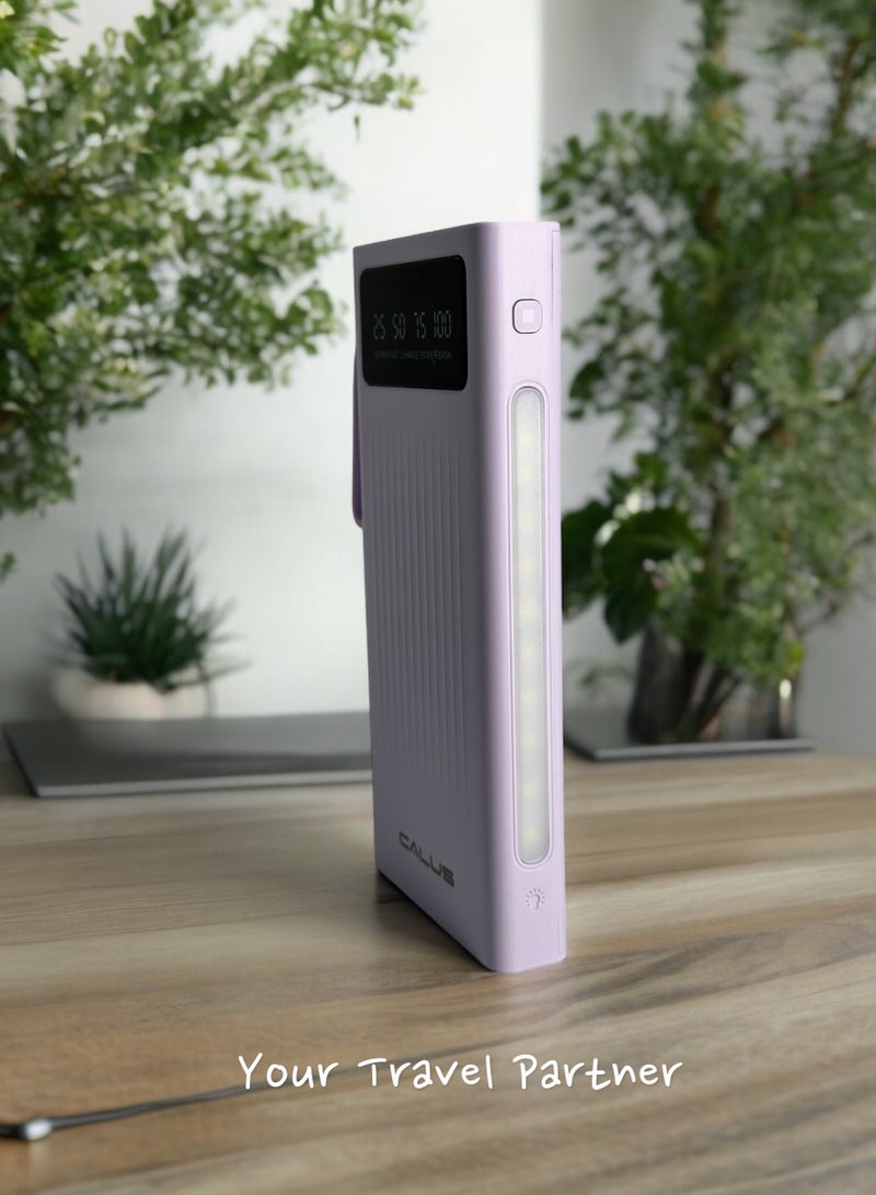 CALUS P008 Purple 1000mAh PD Power Bank with Built-in 4 Charging Cables and Torch - Stylish Purple Color - Image 5