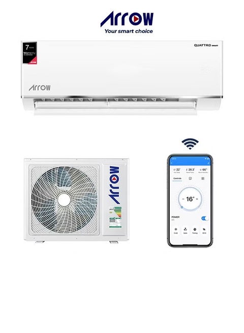 18,000 BTU Smart Cooling & Heating Split AC, R410A Refrigerant, 5.1 kW Heating Capacity, Turbo Cooling, 24-38 m² Application Area, 1100 m³/h Indoor Airflow, Golden Fin, 16-30℃ Temperature Range | Model Name: RO-18SHH-S