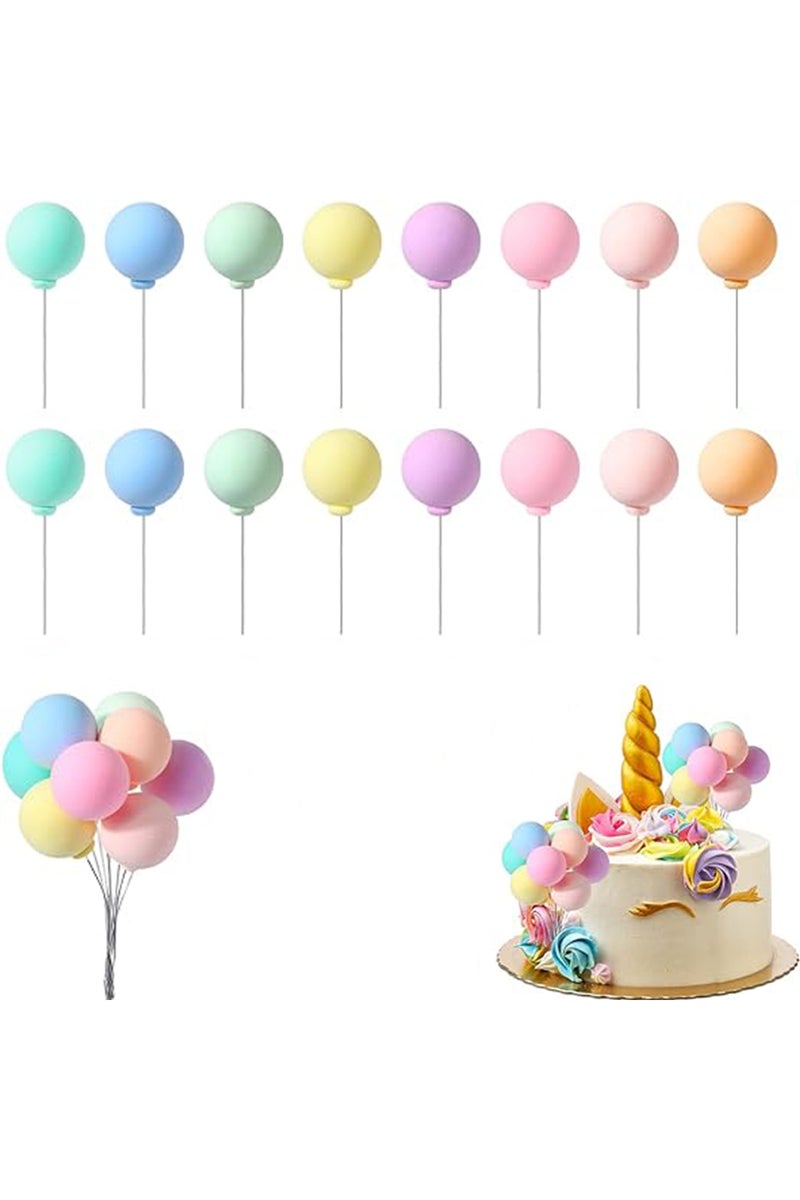 إيروريكس ١٦ قطعة من زينة كعكة البالونات الصغيرة، زينة كعكة بألوان قوس قزح، مناسبة لأعياد الميلاد وحفلات استقبال المولود وحفلات الزفاف