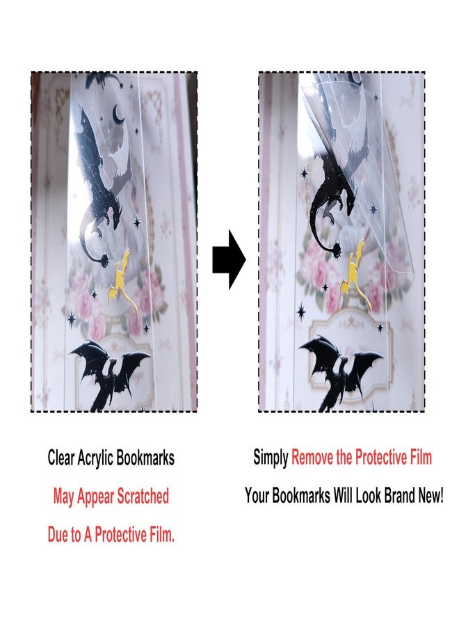 TwoDays Fantasy Inspired Bookmarks - Fantasy Dragon Acrylic Bookmarks for Bookish Gifts, Cool Romantasy Book Merch for Book Lovers (6" x 2", Set of 2) - Image 2