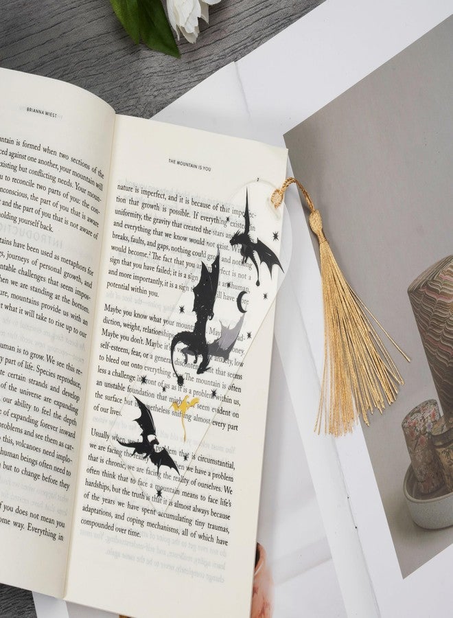 TwoDays Fantasy Inspired Bookmarks - Fantasy Dragon Acrylic Bookmarks for Bookish Gifts, Cool Romantasy Book Merch for Book Lovers (6" x 2", Set of 2) - Image 4