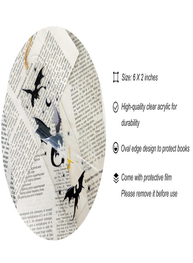 TwoDays Fantasy Inspired Bookmarks - Fantasy Dragon Acrylic Bookmarks for Bookish Gifts, Cool Romantasy Book Merch for Book Lovers (6" x 2", Set of 2) - Image 3