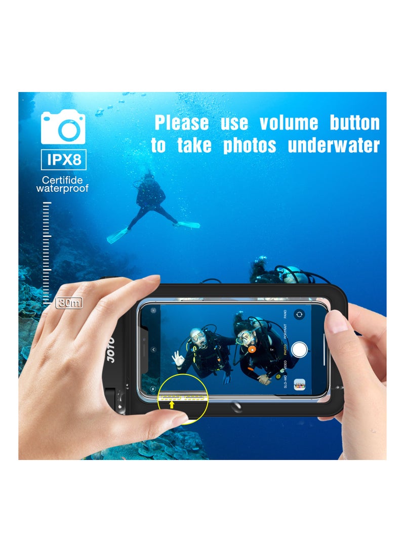 JOTO Universal Waterproof Pouch, IPX8 Waterproof Cellphone Dry Bag Underwater Case for iPhone 12 Pro Max 11 Pro Max Xs Max XR X 8 7 6S, Galaxy S20 Ultra S10 Note10 9 up to 7 inches -2 Pack, Black  - Image 2