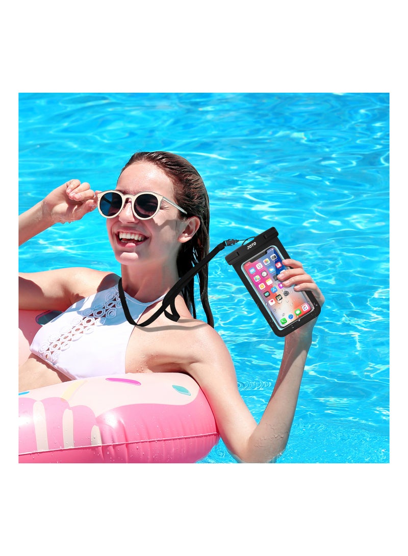 JOTO Universal Waterproof Pouch, IPX8 Waterproof Cellphone Dry Bag Underwater Case for iPhone 12 Pro Max 11 Pro Max Xs Max XR X 8 7 6S, Galaxy S20 Ultra S10 Note10 9 up to 7 inches -2 Pack, Black  - Image 4