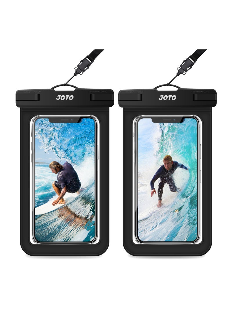 JOTO Universal Waterproof Pouch, IPX8 Waterproof Cellphone Dry Bag Underwater Case for iPhone 12 Pro Max 11 Pro Max Xs Max XR X 8 7 6S, Galaxy S20 Ultra S10 Note10 9 up to 7 inches -2 Pack, Black  - Image 1