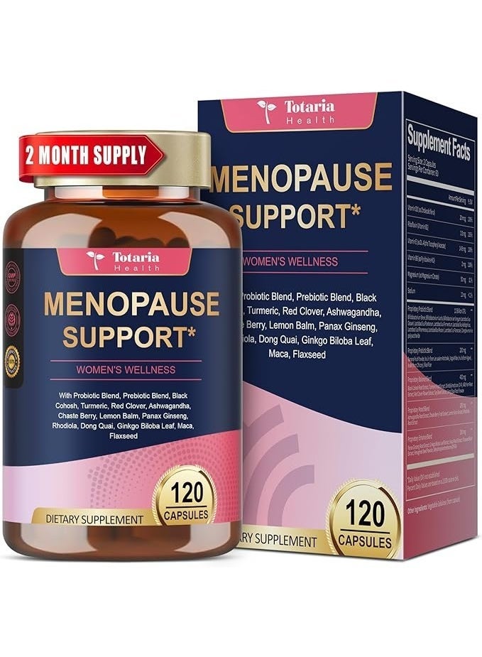 توتاريا مكملات غذائية 40 في 1 للنساء في سن اليأس، متعددة الفوائد وكاملة من الكوهوش الأسود للهبات الساخنة والتعرق الليلي وتوازن الهرمونات، مع البروبيوتيك و DIM و Vitex و Dong Quai والبرسيم الأحمر والمزيد، 120 كبسولة نباتية - Image 1