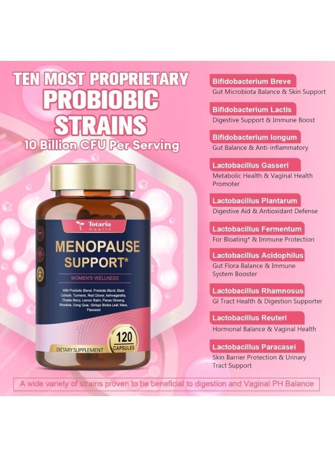 توتاريا مكملات غذائية 40 في 1 للنساء في سن اليأس، متعددة الفوائد وكاملة من الكوهوش الأسود للهبات الساخنة والتعرق الليلي وتوازن الهرمونات، مع البروبيوتيك و DIM و Vitex و Dong Quai والبرسيم الأحمر والمزيد، 120 كبسولة نباتية - Image 4