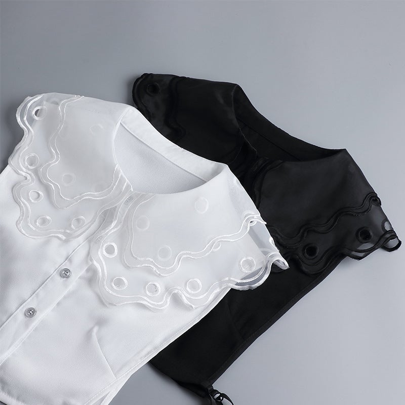 Embroidered Double Fake Collar Women''s Matching Sweater Cardigan Shirt Collar Fashionable Atmospheric High-end All-match Decorative Collar - Image 2
