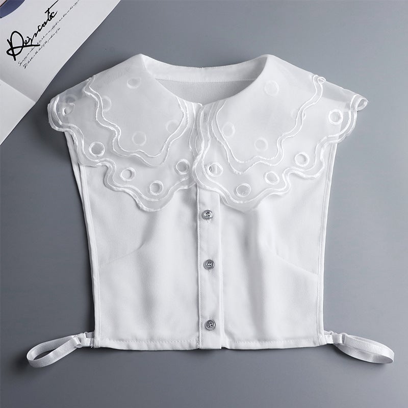 Embroidered Double Fake Collar Women''s Matching Sweater Cardigan Shirt Collar Fashionable Atmospheric High-end All-match Decorative Collar - Image 3