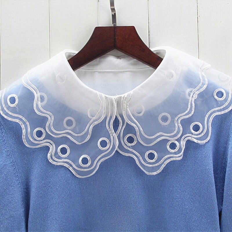 Embroidered Double Fake Collar Women''s Matching Sweater Cardigan Shirt Collar Fashionable Atmospheric High-end All-match Decorative Collar - Image 1