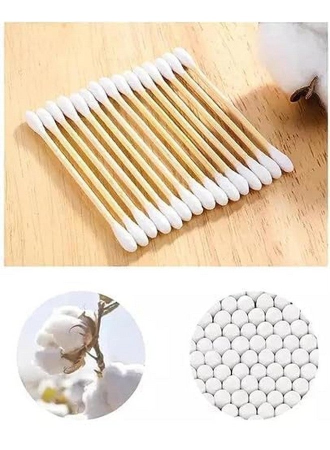 عصي قطنية طبيعية وسميكة من ديب ستورز لتنظيف الأذن (عبوة تحتوي على 600 عصا / 1200 طرف) | عصي أذن خشبية قوية، أعواد قطنية من الخيزران لتنظيف الأذن | أعواد لاصقة لتنظيف شمع الأذن - Image 5