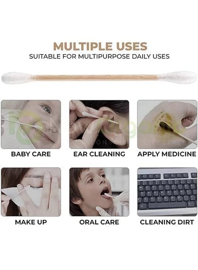 عصي قطنية طبيعية وسميكة من ديب ستورز لتنظيف الأذن (عبوة تحتوي على 600 عصا / 1200 طرف) | عصي أذن خشبية قوية، أعواد قطنية من الخيزران لتنظيف الأذن | أعواد لاصقة لتنظيف شمع الأذن - Image 3