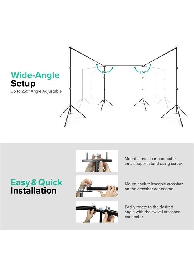 JS JULIUS STUDIO - Julius Studio 30' x 10' (W x H) Heavy Duty Backdrop Stands, 300° Degree Crossbar Rotatable, Angle Adjustable Triple Crossbar Extender Mount, Background Support System, Clamps & Sand Bags, JSAG795 - Image 1