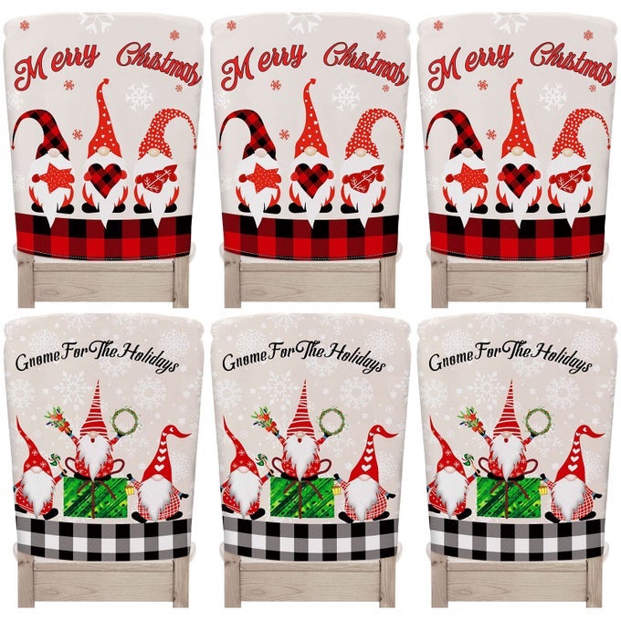 6 PCS CHRISTMAS CHAIR BACK COVERS XMAS HOLIDAY CHAIR COVERS FOR DINING ROOM KITCHEN HOTEL WEDDING CEREMONY PARTY DECORCUTE