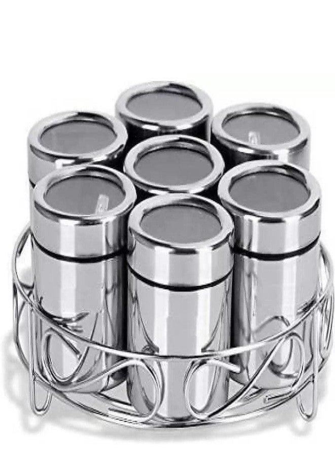 STEEPLE Stainless Steel Masala Dabba| 7 in 1 Masala Dani| Dry Fruits Jars & Containers| Masala Box For Kitchen| Spice Box| (Silver 7pcs) - Image 1