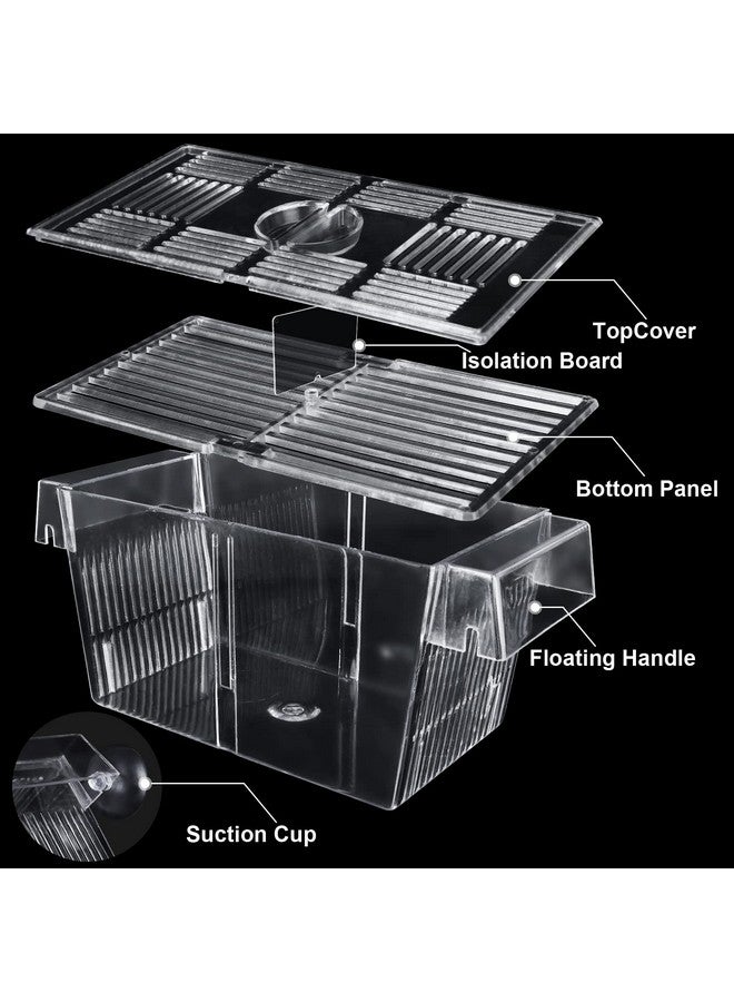 FVIEXE FVIEXE 4PCS Fish Breeder Box for Fish Tank, Acrylic Aquarium Fish Isolation Breeding Box with Suction Cups Acclimation Hatchery Incubator for Baby Fishes Guppy Shrimp Clownfish Betta, Medium Size - Image 3