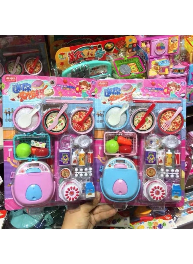 Meng Beixin Children's Playhouse Mini Kitchen Toy Simulation Life Home Appliances Supermarket Suit Cash Register Convenience Store-Specifications:1368-57 Fun Barbecue Oven - Image 3