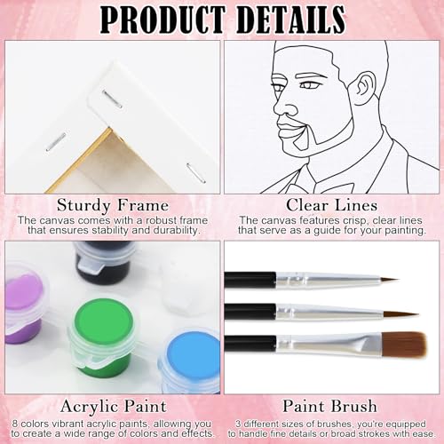 Nuberlic Couples Date Night Painting Kit Playing Card Sip and Paint Kit for Adults Pre Drawn Canvas for Painting for Adult Love Couple Pre Drawn Stretched Canvas Kit Art Set 2 Pack 8"x10" - Image 4