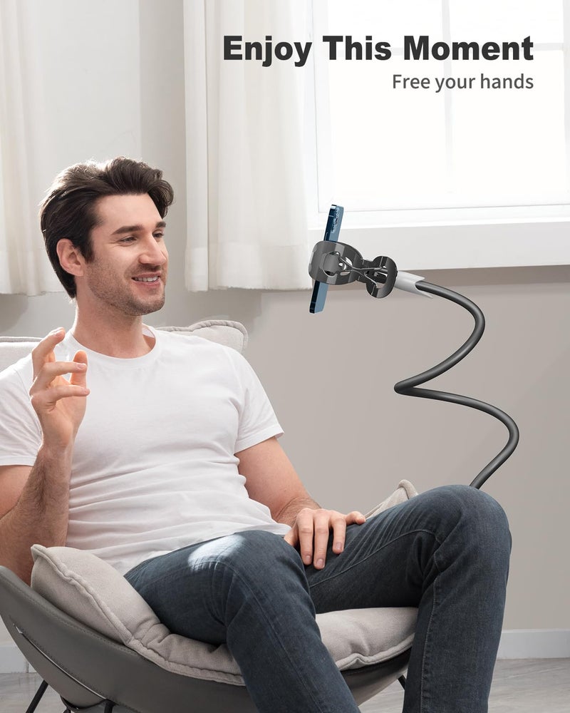 SAIJI Gooseneck Bed Phone Holder Flexible Long Arm Phone Mount for Desk Clip Bracket Clamp Stand iPhone Stand Mobile Cell Phone Stand Document Camera Nintendo Switch Black - Image 3