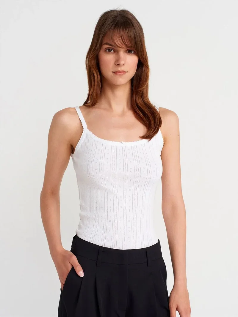ديلفين Dilvin Slim Fit Ribbed Cotton Cami Top