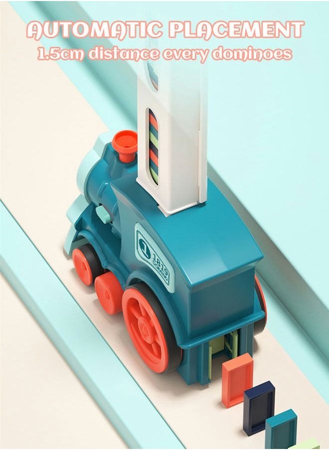 GROIC - 120 Pieces Dominos Train Toy Set, Automatic Domino Rally Train Model with Light and sound, Kids Domino Blocks Building Stacking Toy, Domino Set Stacker Game STEM Creative Gift-Green - Image 1
