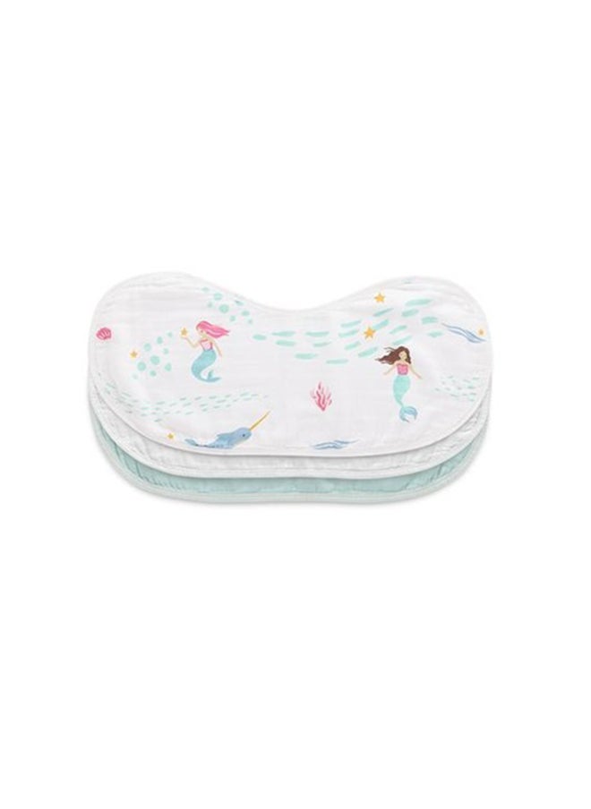 Anvi Baby Set of 3 Organic Bamboo Burp & Bib Cloth Mermaids  - Image 1