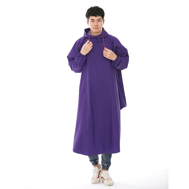 Generic Adult Outdoor Long Oxford Raincoat With Sleeves Purple