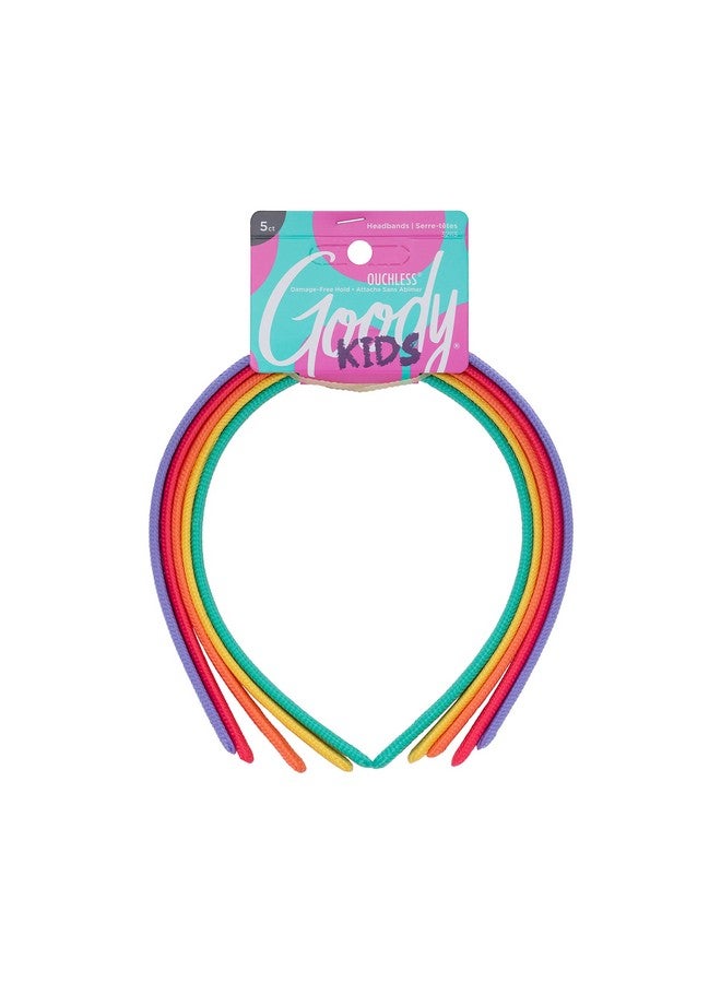 Goody Kids Ouchless Classic Headband , Assorted Colors - For All Hair Types - Beautiful Design for Instant Style - Pain-Free Hair Accessories for Boys, and Girls, 5 Count (Pack of 1) - Image 1