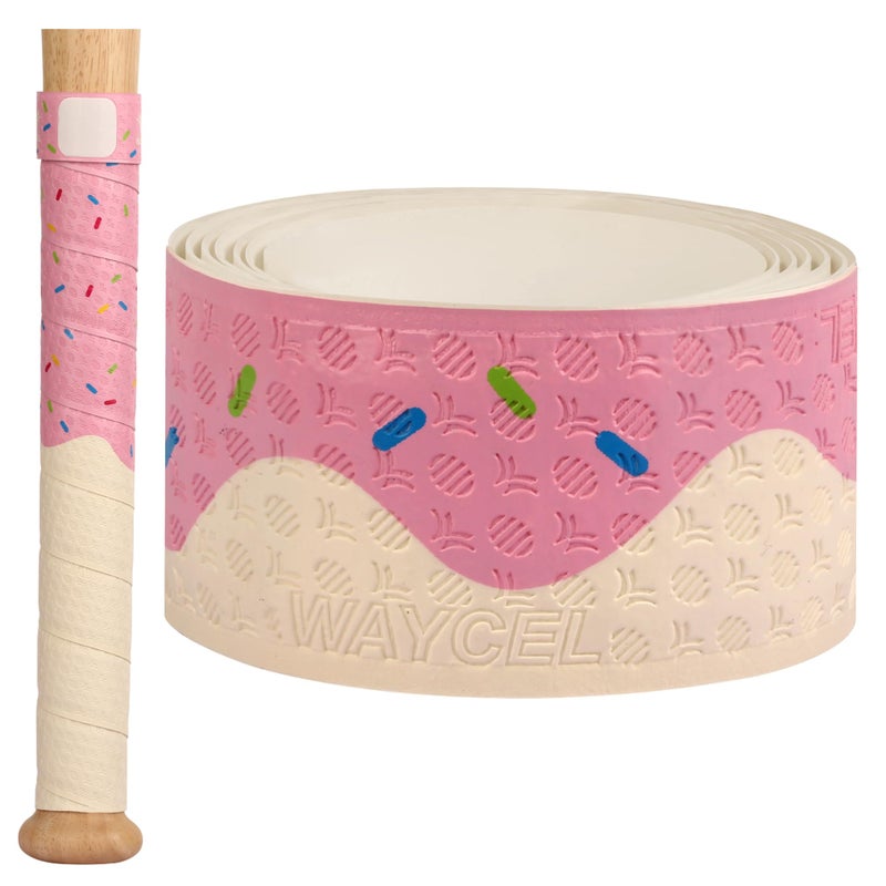 Waycel Bat Grip Tape â€“ 0.5mm / 1.1mm / 1.8mm â€“ Baseball & Softball Bat Wrap â€“ Anti-Slip Batting Grip Tape for Baseball Bats & Softball Bats â€“ Ice Cream Style (Strawberry, 0.5 mm) - Image 1