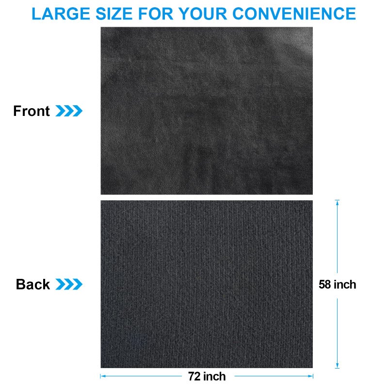 TeeLiy PU Fabric Leather 2 Yards 58" x 72", 0.6mm Thick Faux Synthetic Leather Material Sheets for Upholstery Crafts, DIY Sewings, Sofa, Handbag, Hair Bows Decorations (Black_Smooth Surface_Light Weight) - Image 2