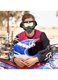 Thoraya Motorcycle Cycling Mask Glasses Waterproof Anti fog Anti UV Removable Goggles(yellow)  - Image 3