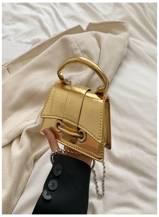 FALETO Mini Gold Purses for Women Y2K Small Top Handle Crossbody Bag Stylish Clutch Shoulder Handbag for Cocktail Party Prom - Image 4