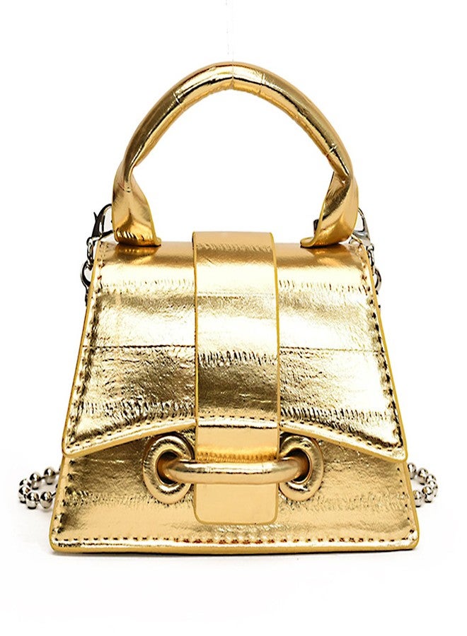 FALETO Mini Gold Purses for Women Y2K Small Top Handle Crossbody Bag Stylish Clutch Shoulder Handbag for Cocktail Party Prom - Image 1