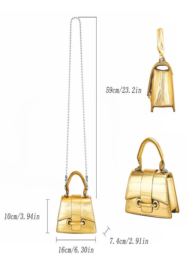 FALETO Mini Gold Purses for Women Y2K Small Top Handle Crossbody Bag Stylish Clutch Shoulder Handbag for Cocktail Party Prom - Image 2
