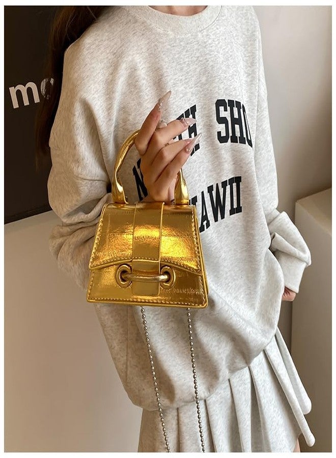 FALETO Mini Gold Purses for Women Y2K Small Top Handle Crossbody Bag Stylish Clutch Shoulder Handbag for Cocktail Party Prom - Image 5